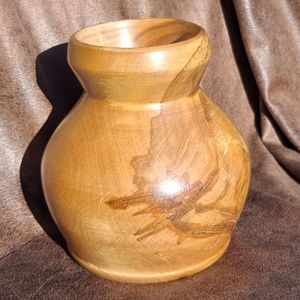 HAND CRAFTED Wood VASE ALASKA BIRCH 5-1/2” Tall Signed FP